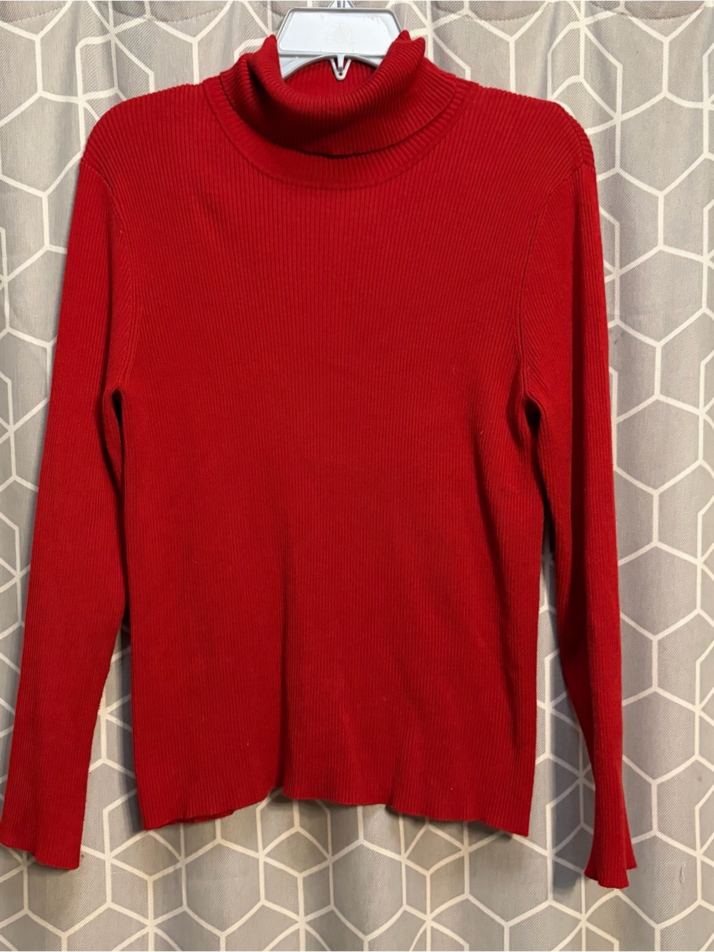 Chico's Red Ribbed Turtleneck Sweater